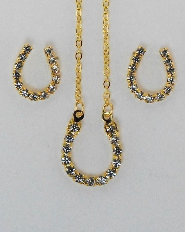 Western Edge Rhinestone Horseshoe Earring/Necklace