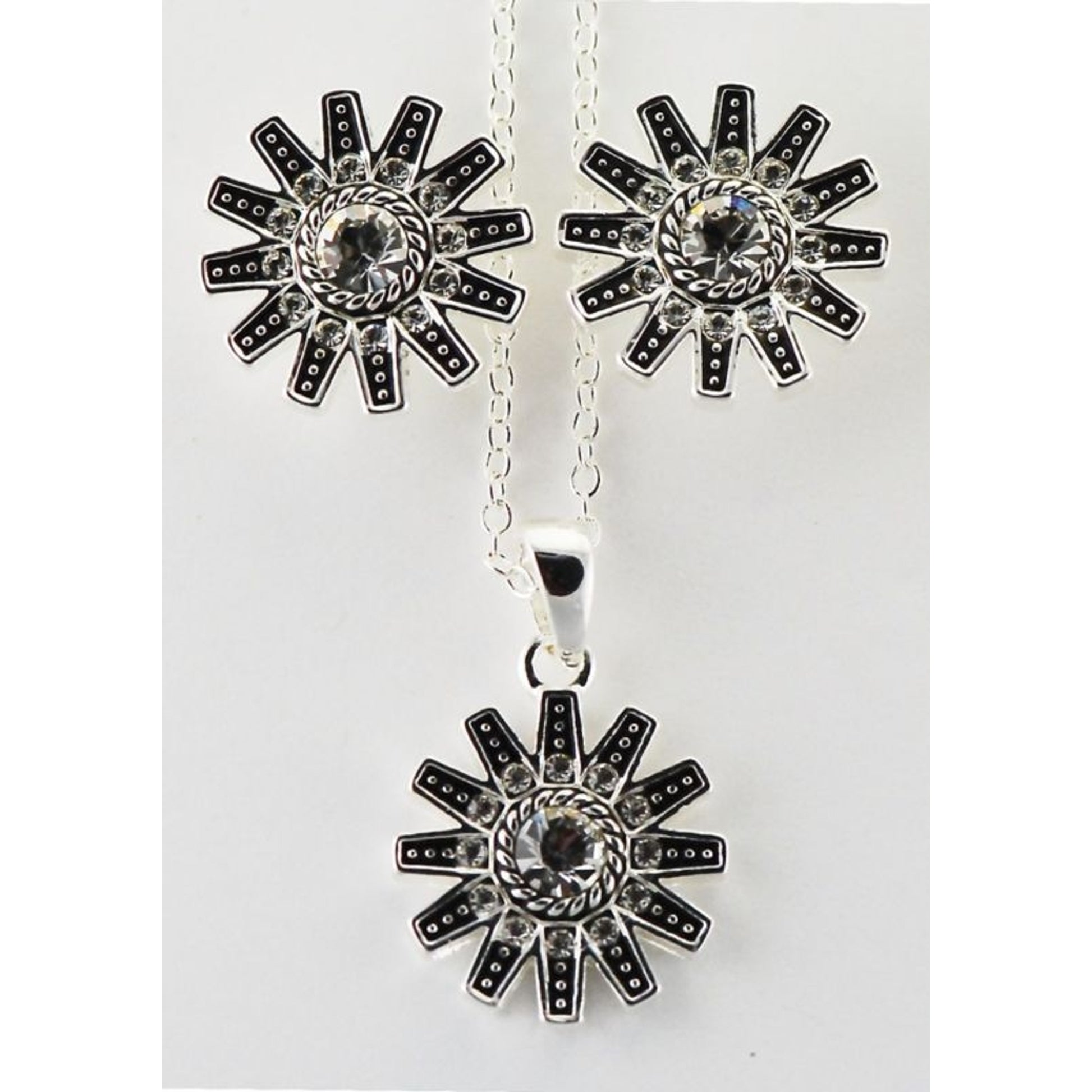 Western Edge Spur Rowel Earrings/Necklace Set