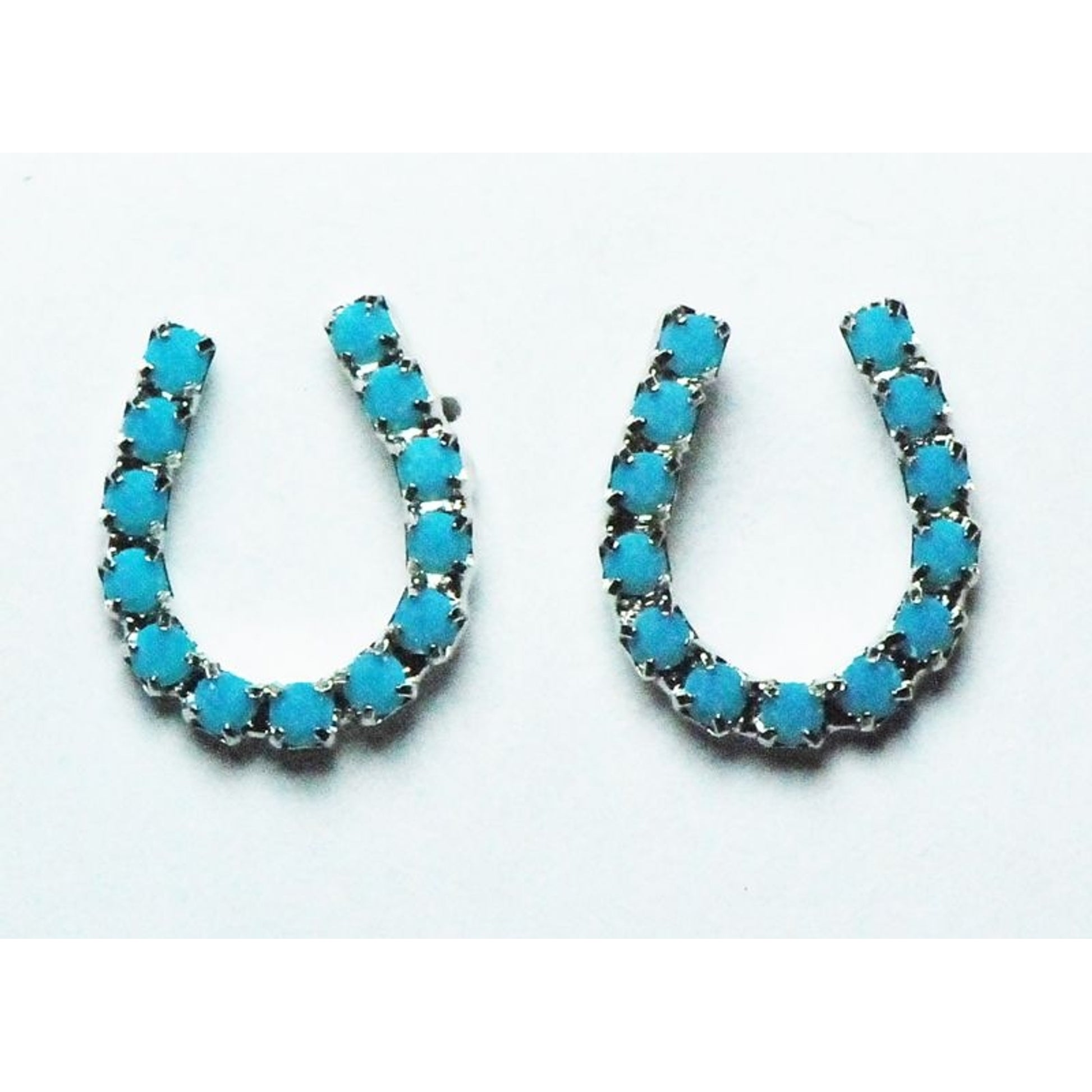 Western Edge Faux Stone Horseshoe Earrings Turq