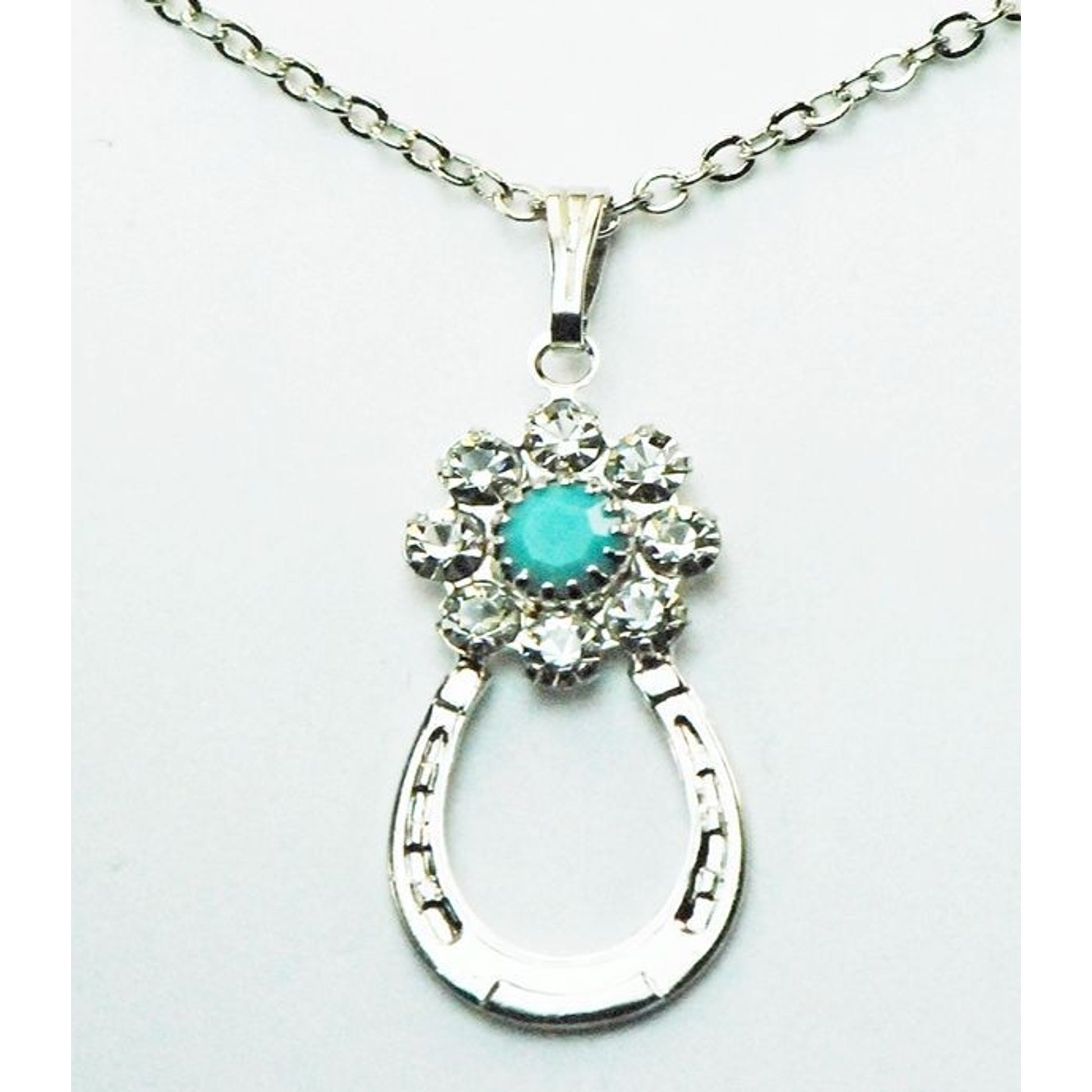 Western Edge Flower Crystal Horseshoe Necklace