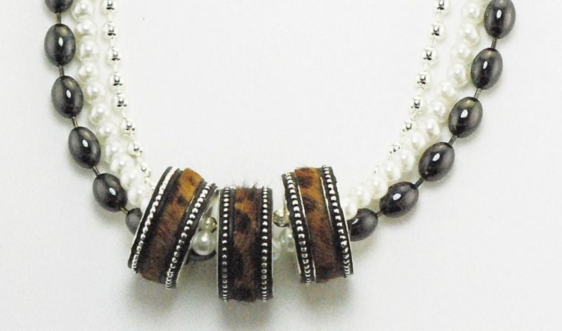 Western Edge Hair On Beaded Multi Strand Necklace