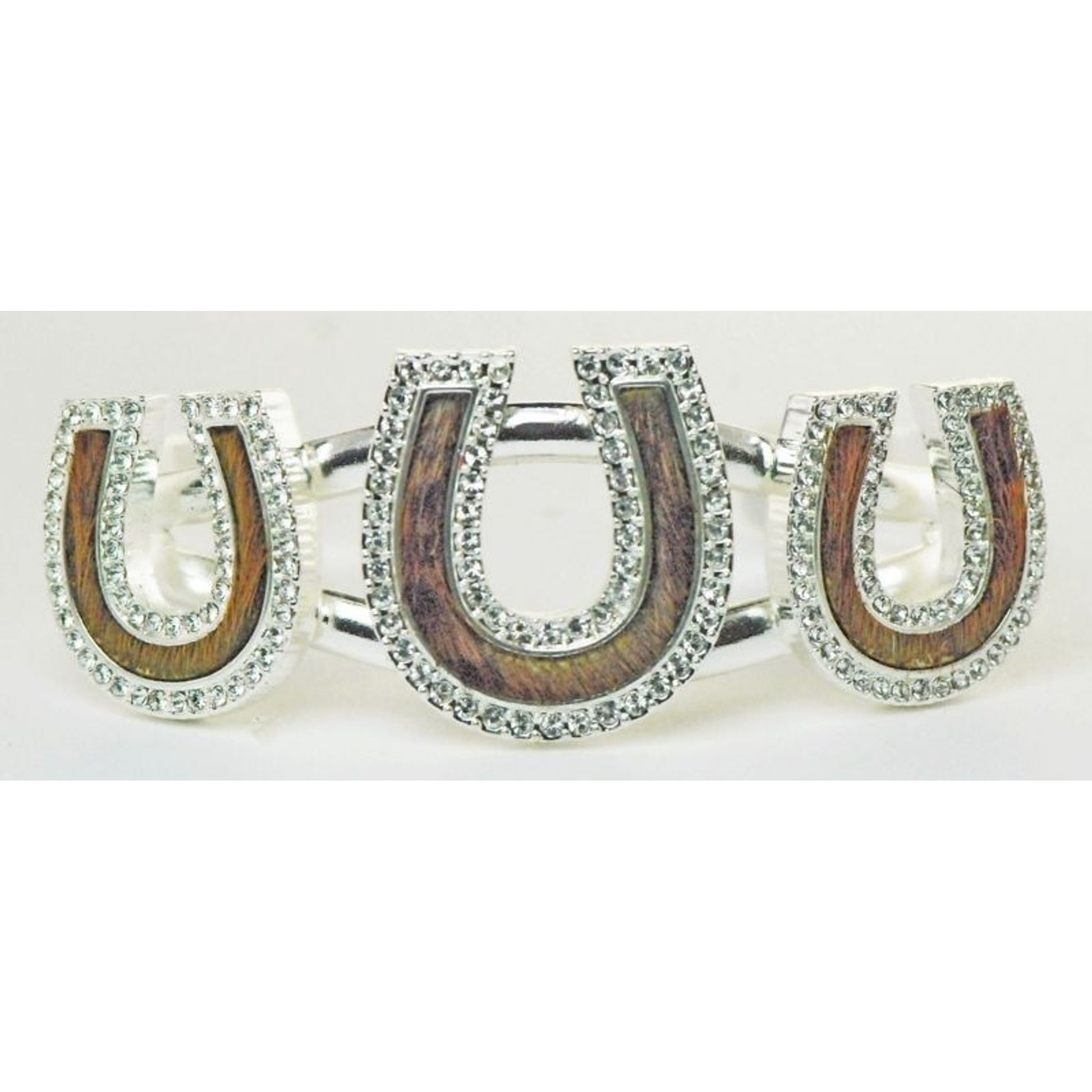 Western Edge Horseshoe Leather Crystal Bracelet