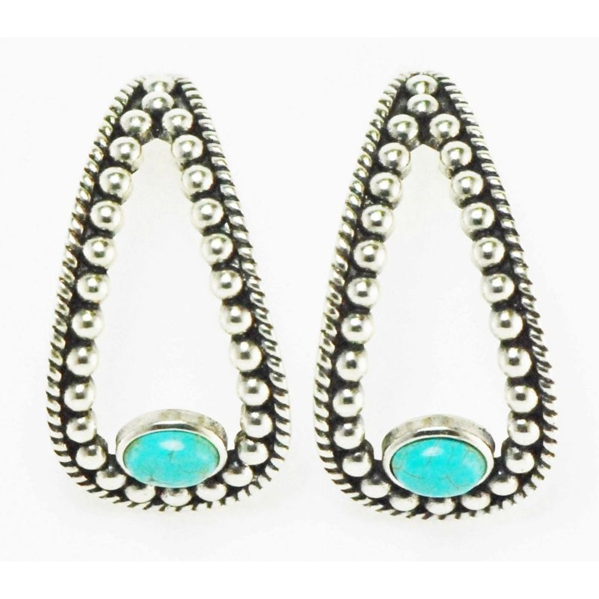 Western Edge Stone Beaded Oval Earrings