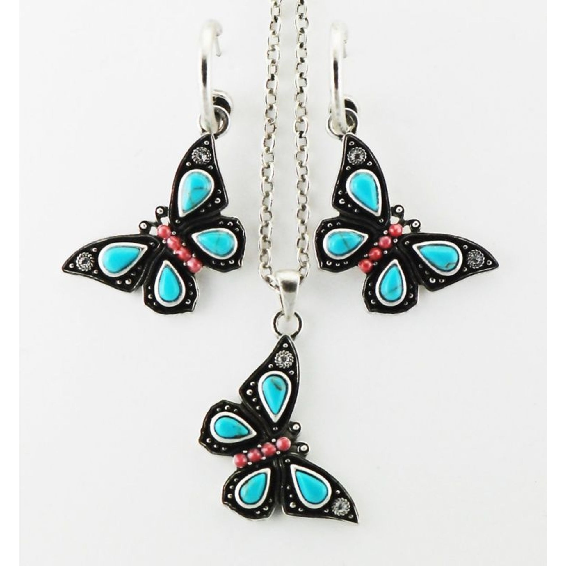 Western Stone Butterfly Dangle Earring/Necklace