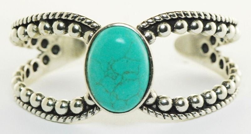 Western Edge Large Stone Beaded Bracelet Turquoise