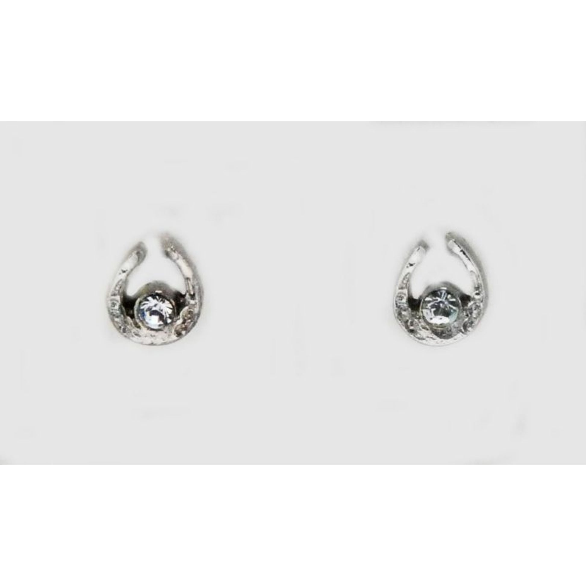 Western Edge Mini Horsehoe Crystal Stones Earrings