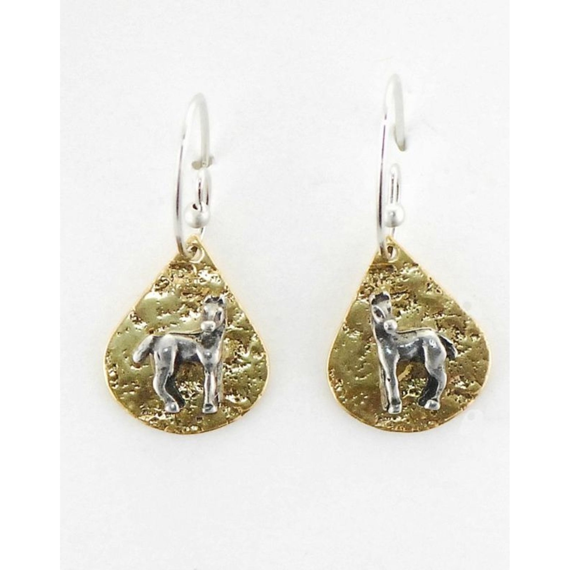Textured Teardrop French Wire Earrings Gold/Silver