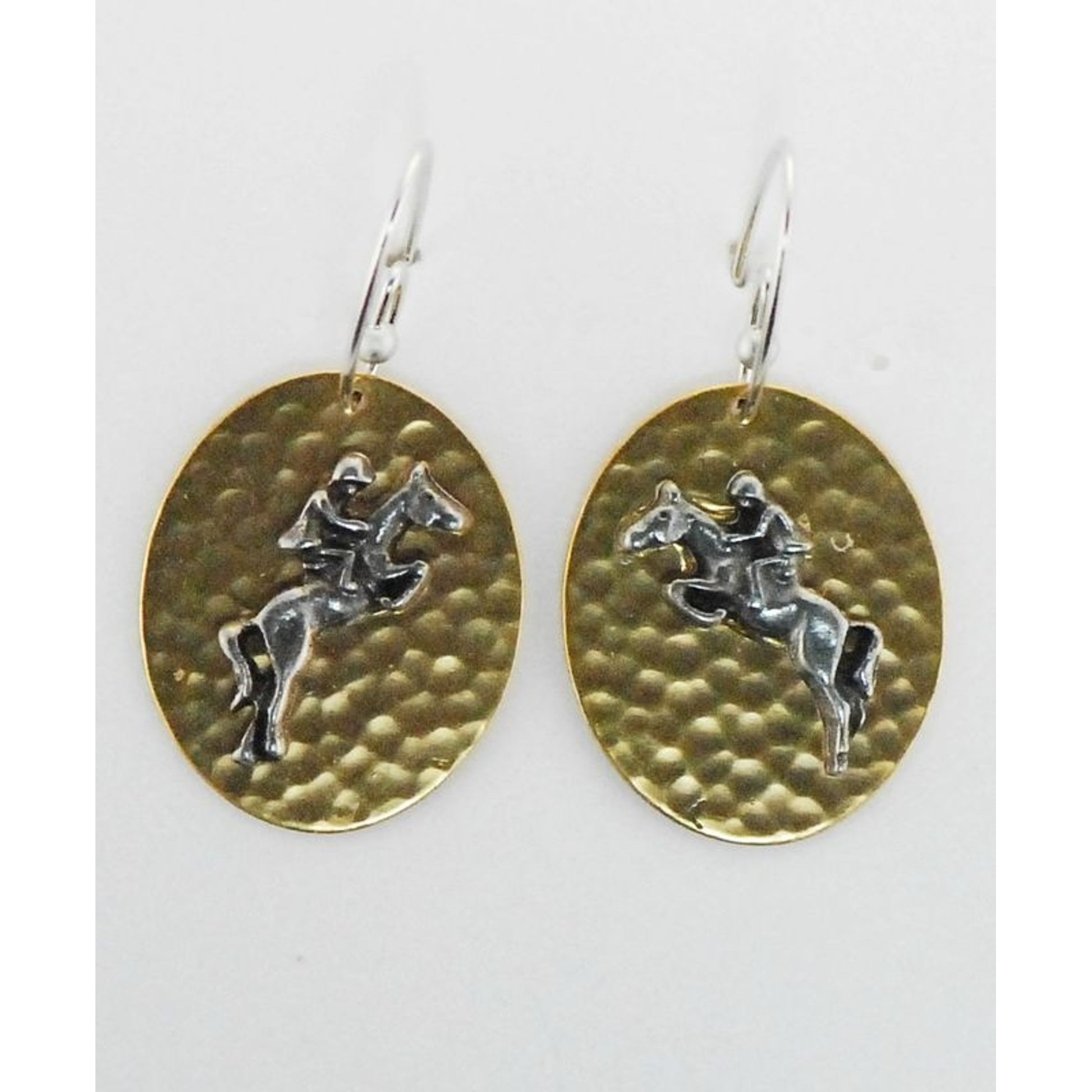 Hammered Disc French Wire Earrings Gold/Silver