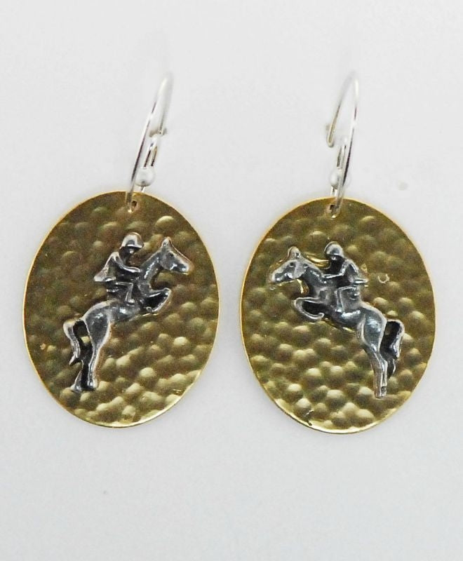Hammered Disc French Wire Earrings Gold/Silver