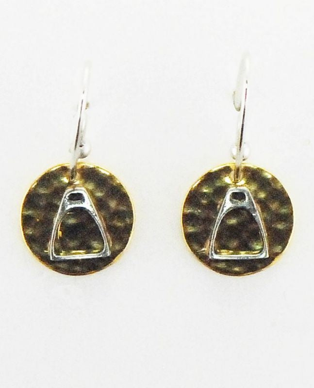 Hammered Disc French Wire Earrings Gold/Silver