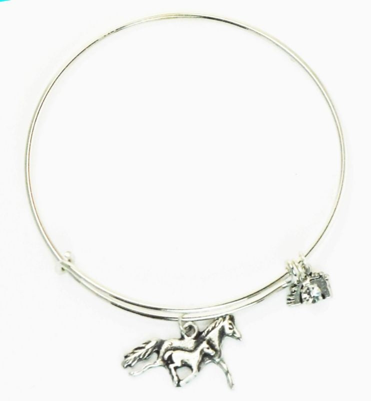 Mom And Babe Horse Plain Wire Adjustable Bangle