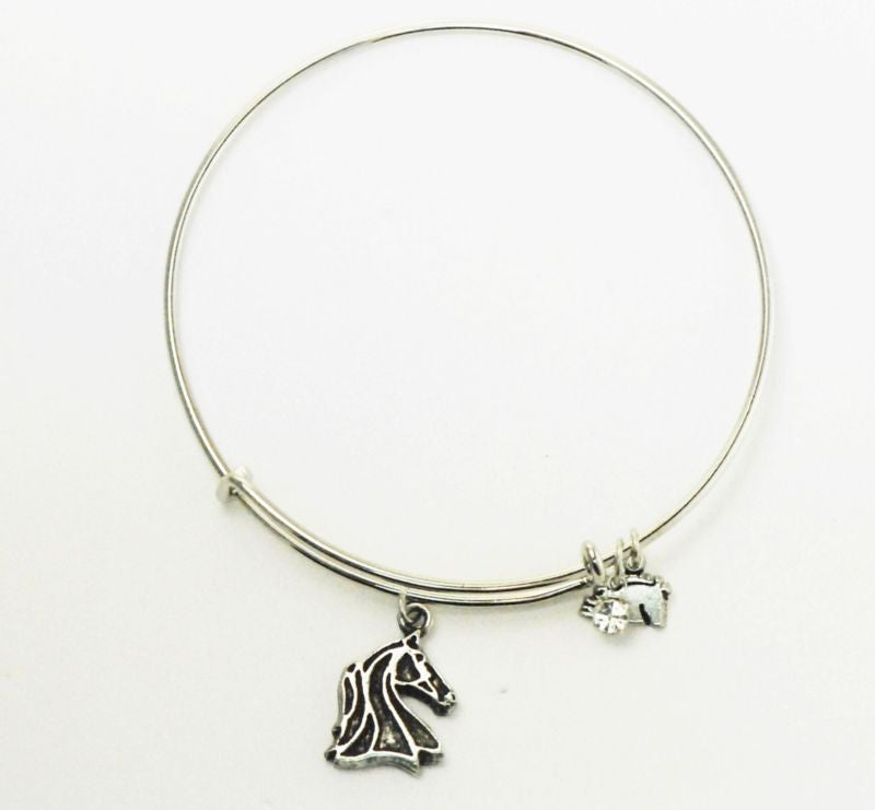 Outline Horse Head Plain Wire Adjustable Bangle