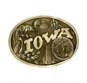 Iowa State Heritage Attitude Buckle 3.625X2.75 Brn