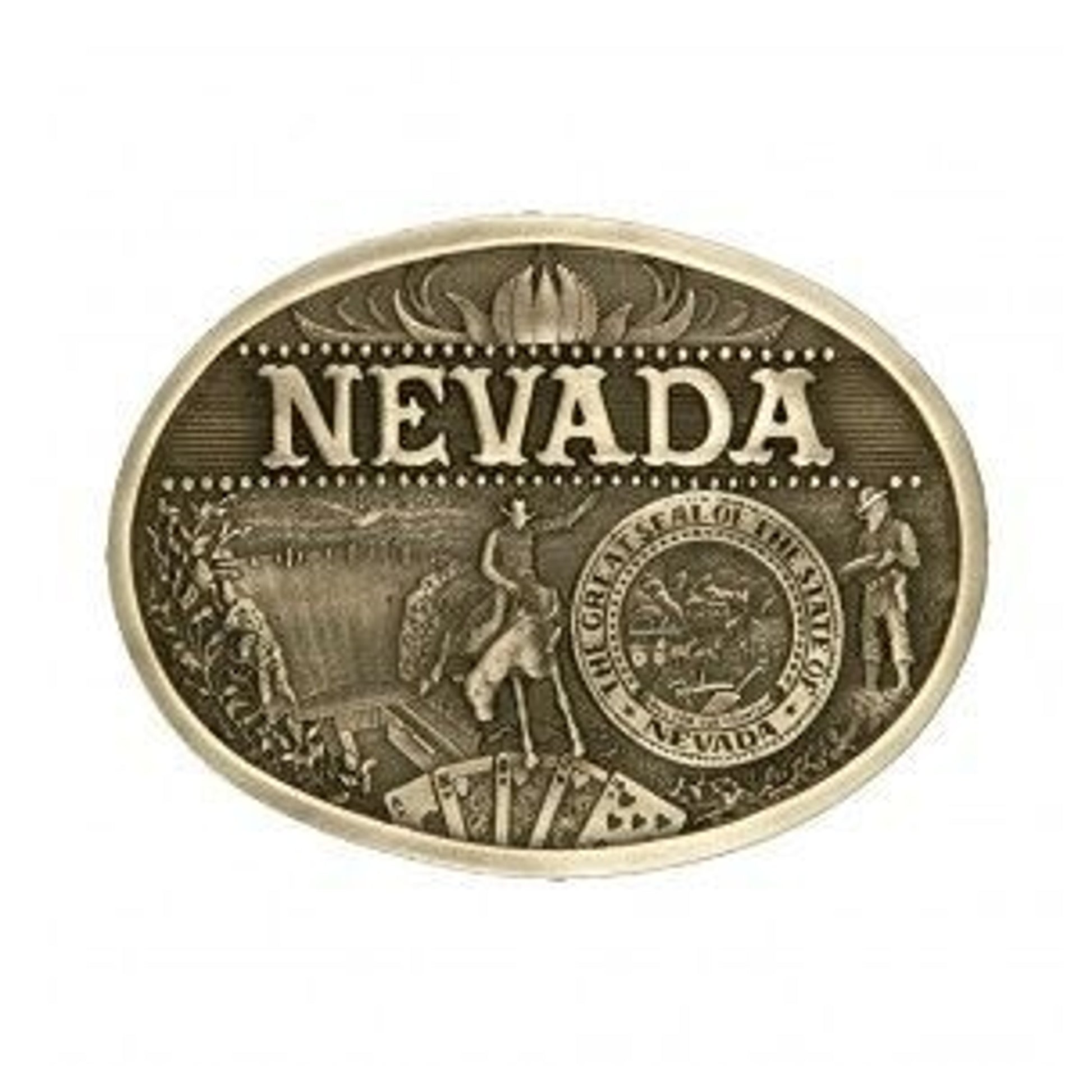 Nevada State Heritage Attitudebuckle 3.625X2.75 Br
