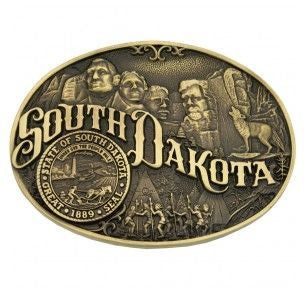 South Dakota State Heritage Buckle 3.625X2.75 Br