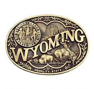 Montana Wyoming State Heritage Buckle Brass