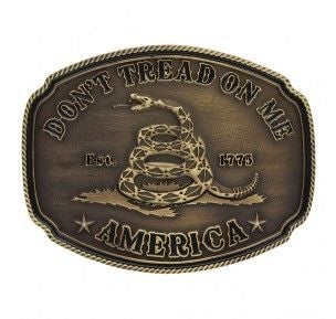 Dont Tread On Me Heritage Buckle 4X3.125 Brn/Red