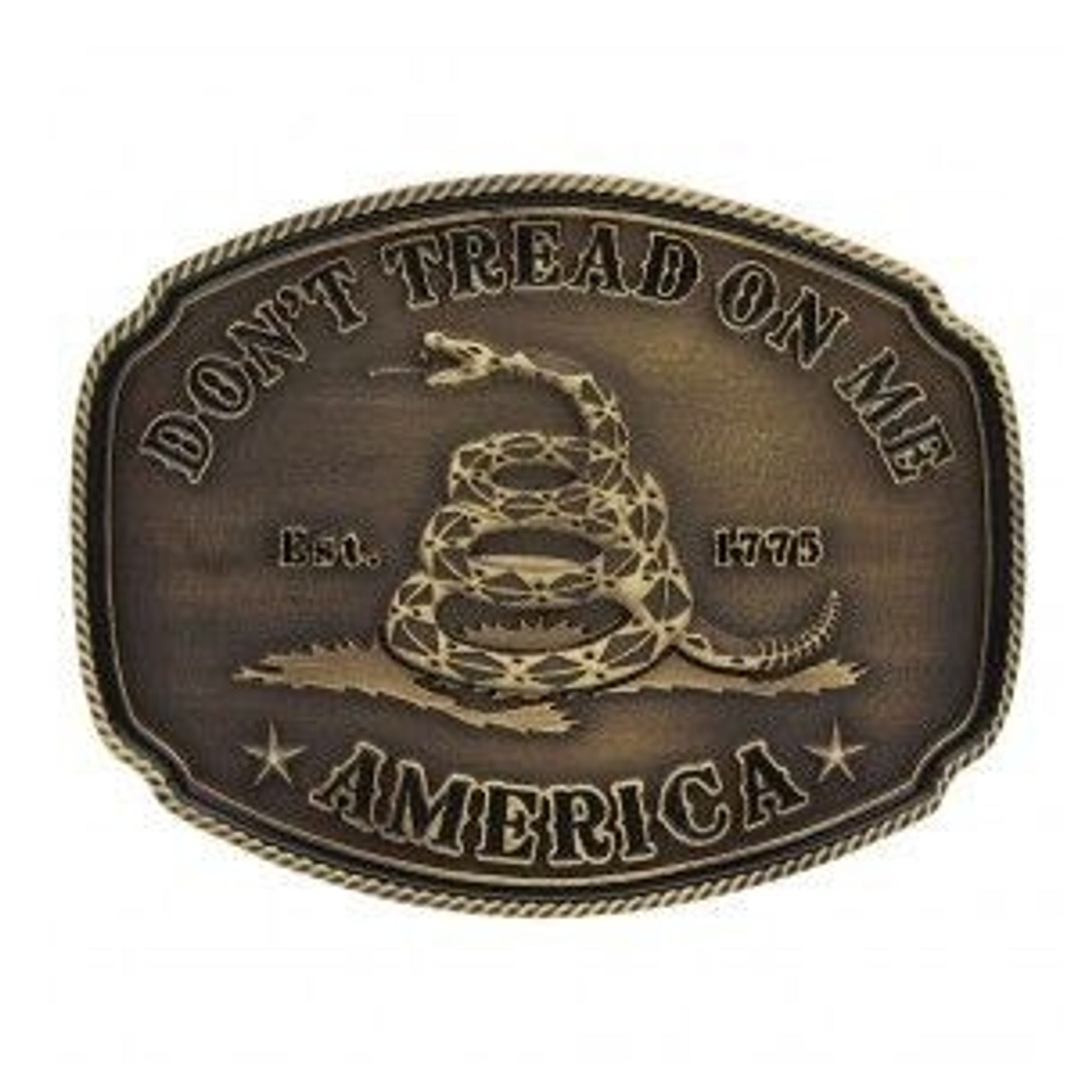 Dont Tread On Me Heritage Buckle 4X3.125 Brn/Red