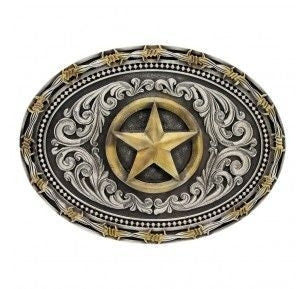 Rope/Barb Wire Impress Lone Star Buckle Brn