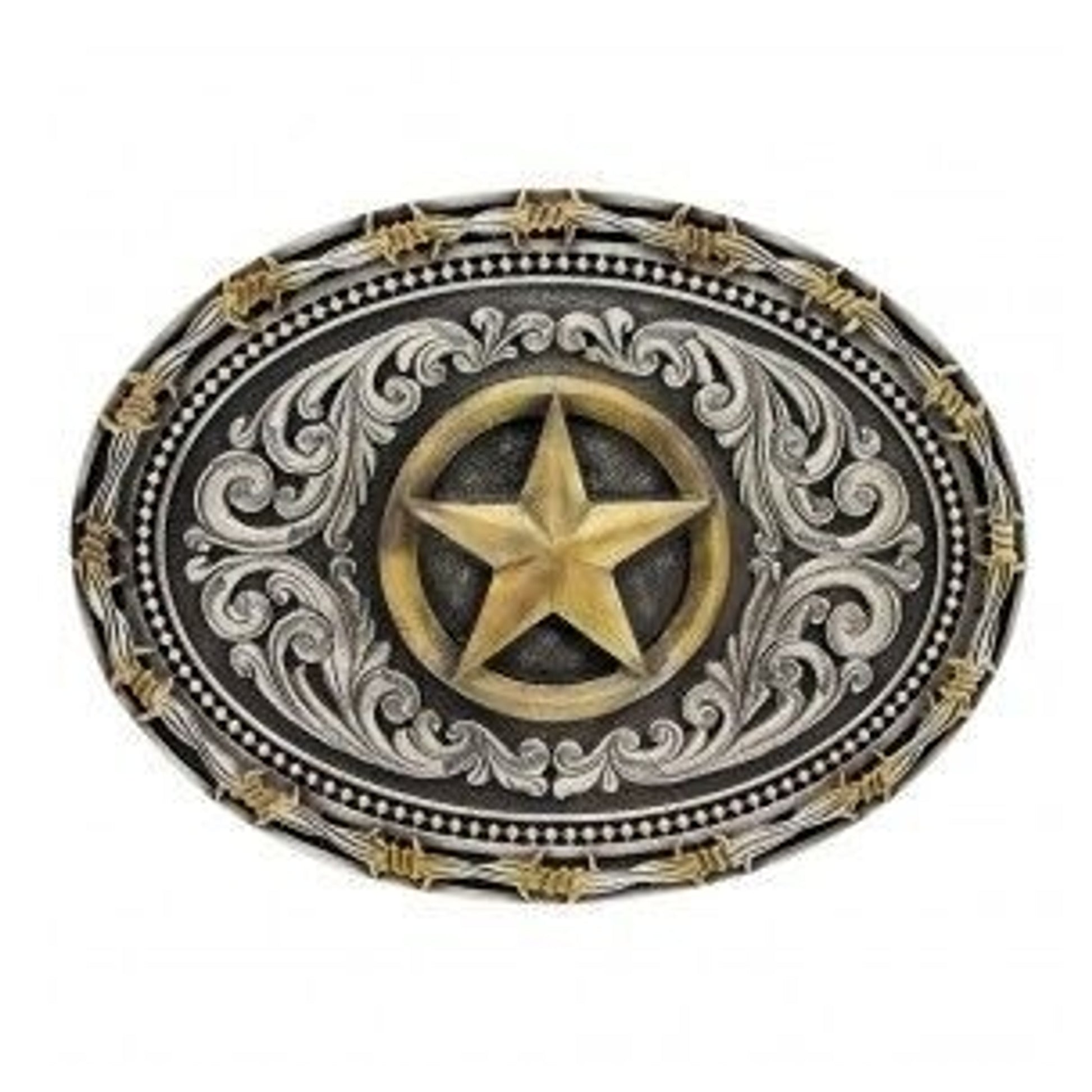 Rope/Barb Wire Impress Lone Star Buckle Brn