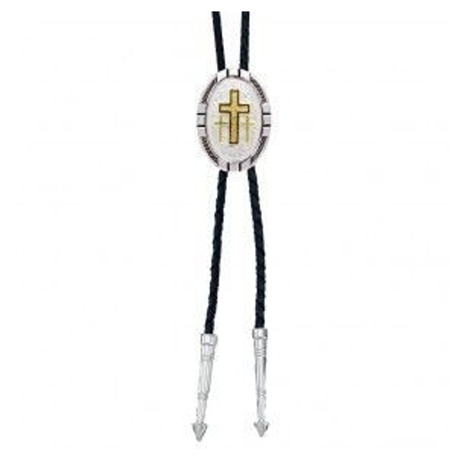 New Trad Four Direction Bolo Tie/Triple Cross Brn