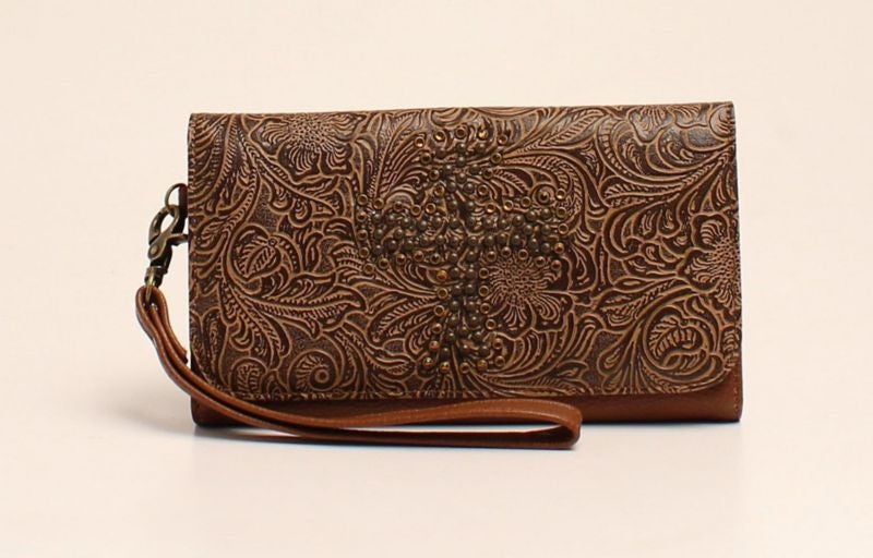 Nocona Nina Embossed Nailhead StuddedCross Clutch