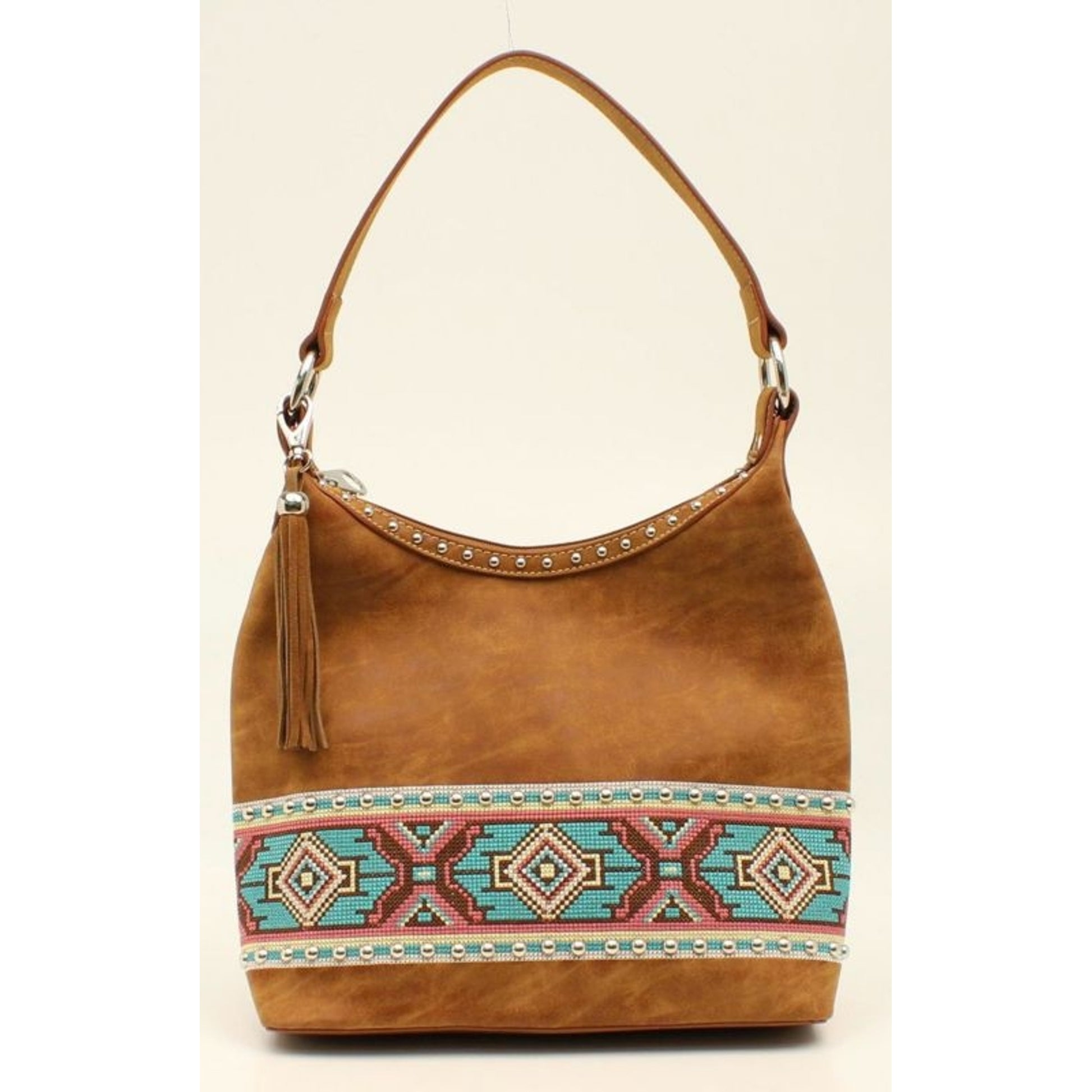 Nocona Shania Aztec Ribbon Hobo BagBk/Wh
