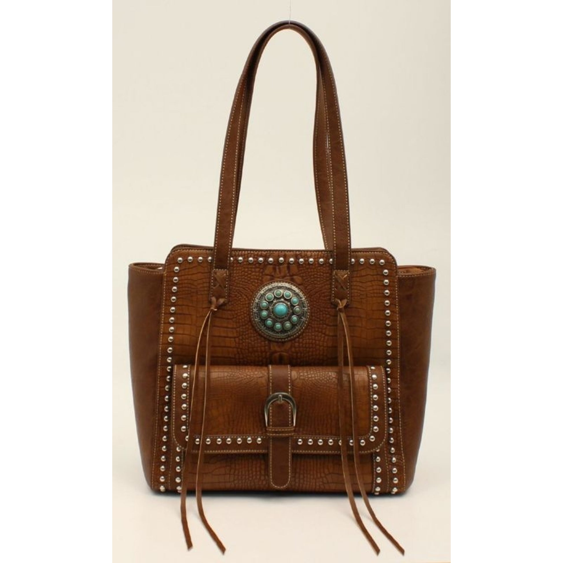 Nocona Charlotte Croc Nailhead Stone Concho Tote