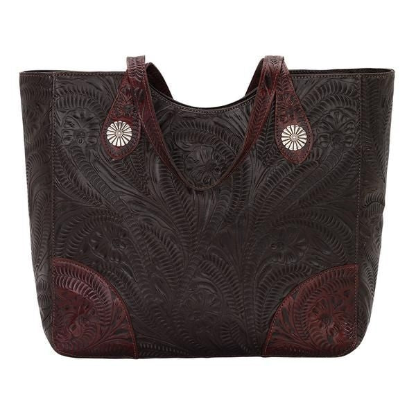 American West Annies Secret Collection Large Hand Tooled Zip Top Conceal Carry Bag