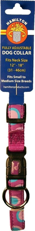 Ribbon Overlay Adj Dog Collar 5/8x12-18 Circles