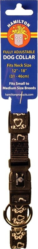 Ribbon Overlay Adj Dog Collar 5/8x12-18 ChalkPasBk
