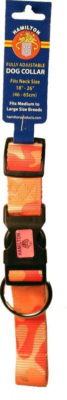 Ribbon Overlay Adj Dog Collar 1x18-26 Pnk Camo