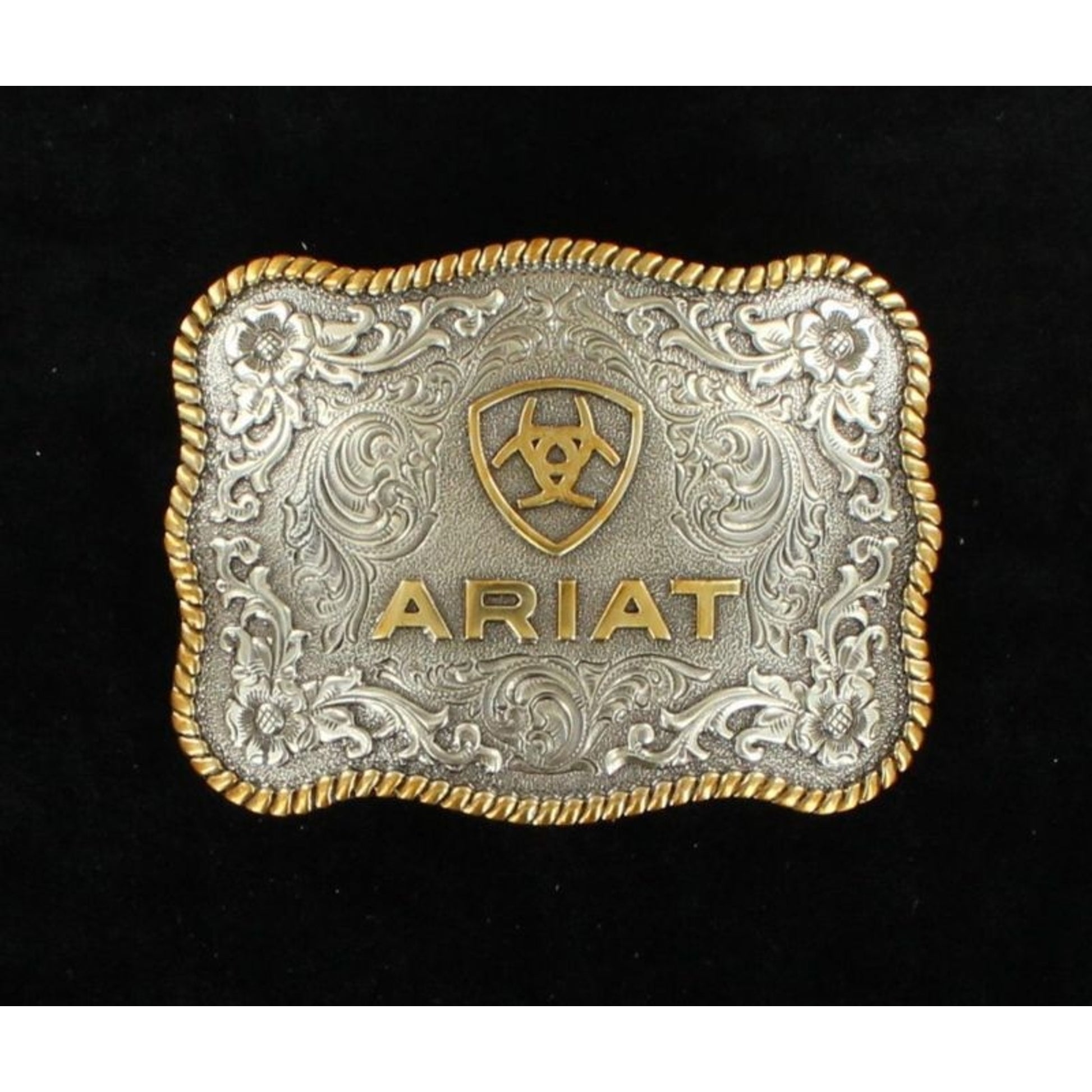 Ariat Scallop Rope Edge Logo Buckle 3.75 X 2.67