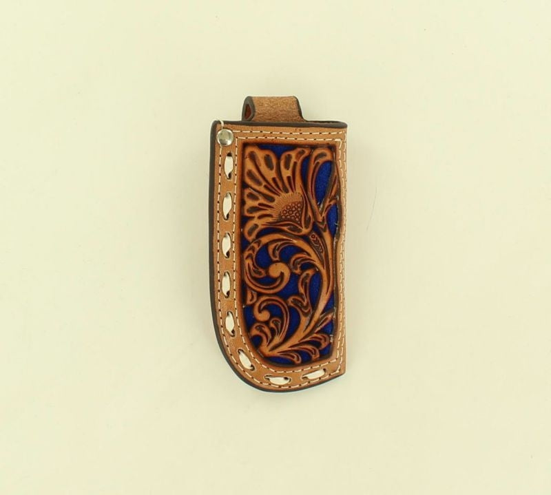 Nocona Buckstitch Pierced Pocket Knife Sheath Blue