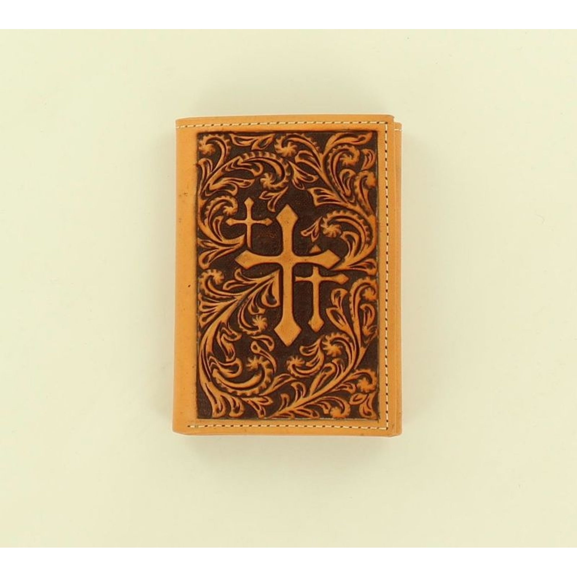 Nocona Scroll Embossed Three Cross TriFold Wallet