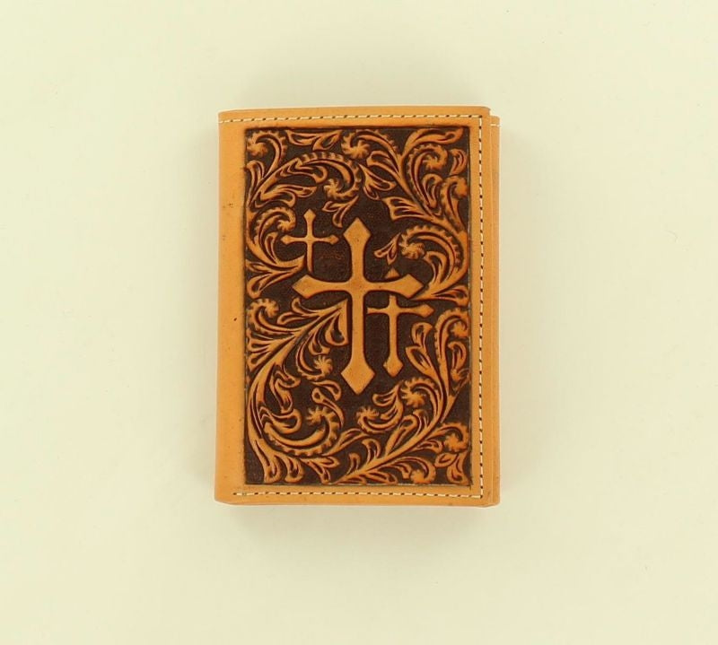 Nocona Scroll Embossed Three Cross TriFold Wallet