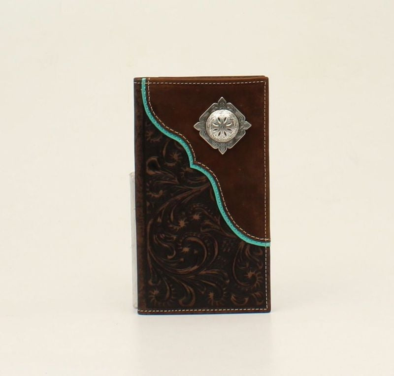 Nocona Rodeo Scroll Embossed Overlay Conch Wallet