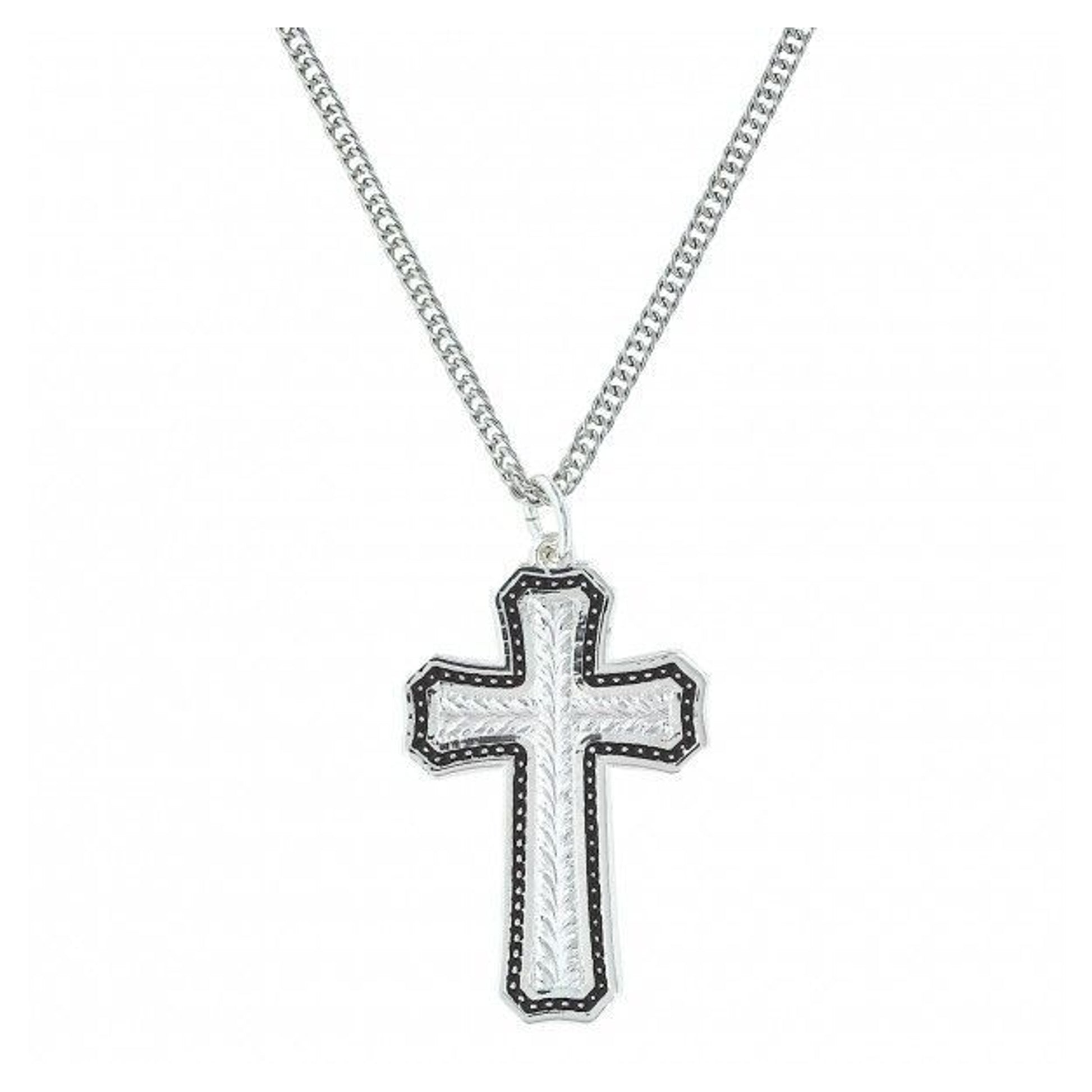 Montana Silver Pin Point And Wheat Cross Necklace