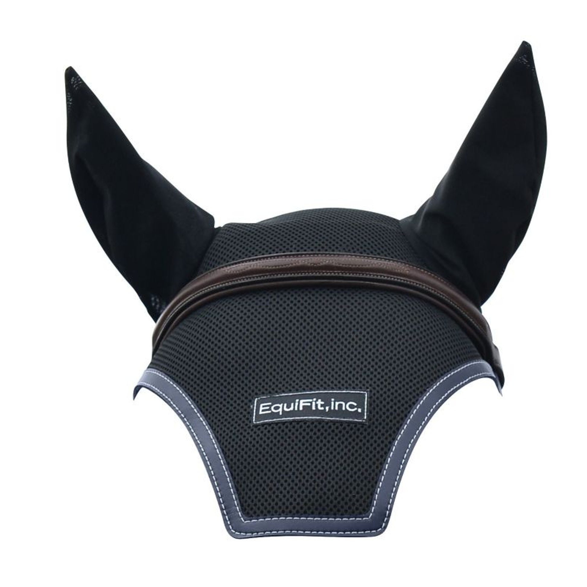 Equifit Logo Ear Bonnet Colored Trim Os Blk Nvy