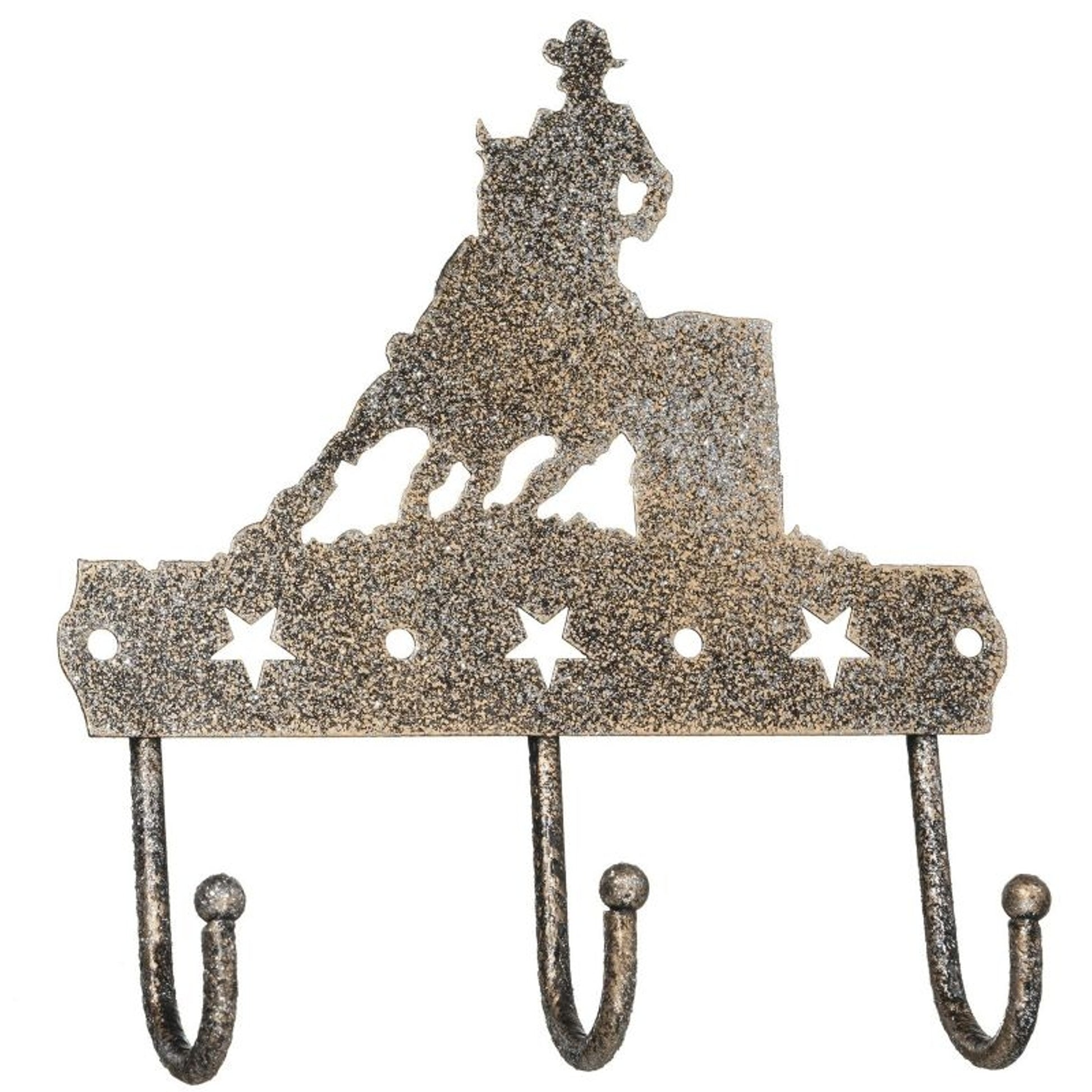 Tough1 3 Hook Rack/Equine Motif/Glitter Finish