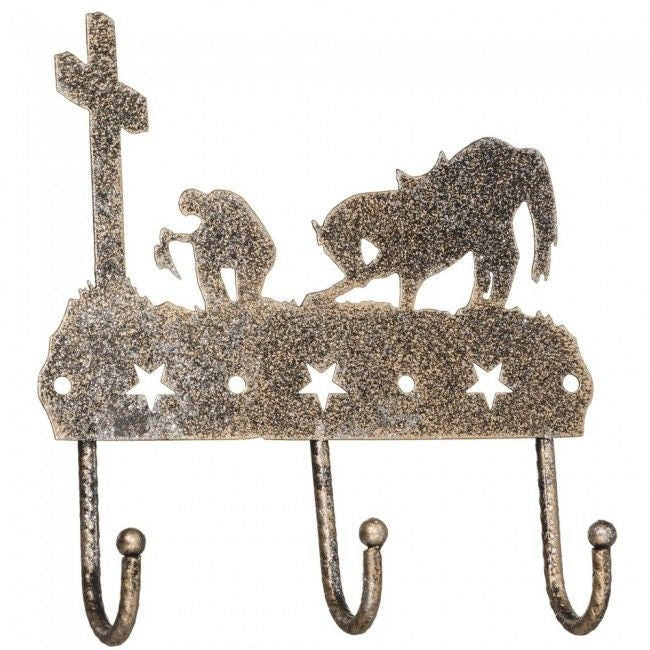 Tough1 3 Hook Rack/Equine Motif/Glitter Finish