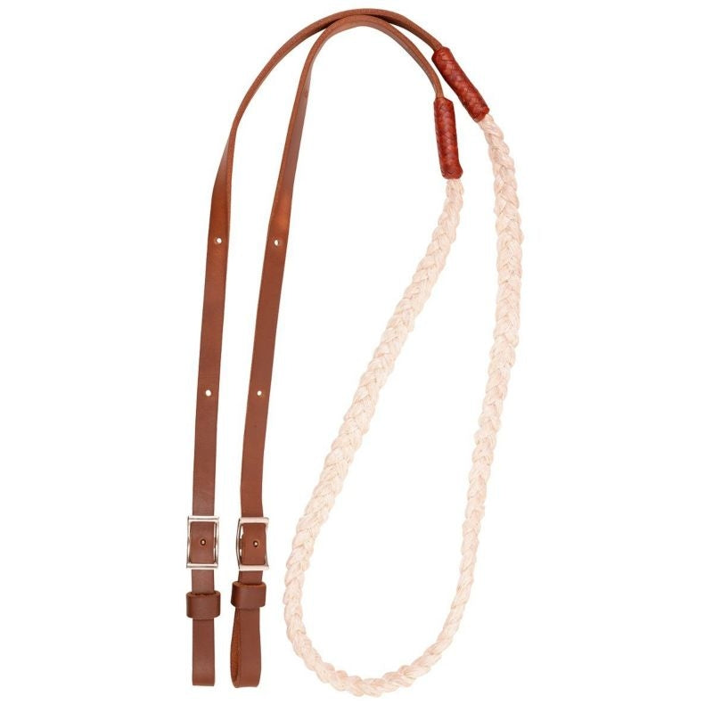 Martin Hand Braided 3 Strand Rope Barrel Reins Brn
