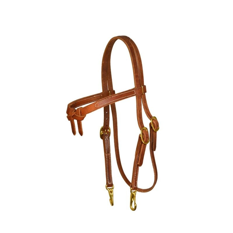 Perris Knotted Browband Headstall Horse Brn