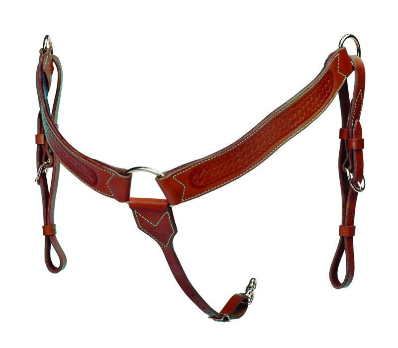 Basket Stamped Colorado Oiled Breast CollarBrn