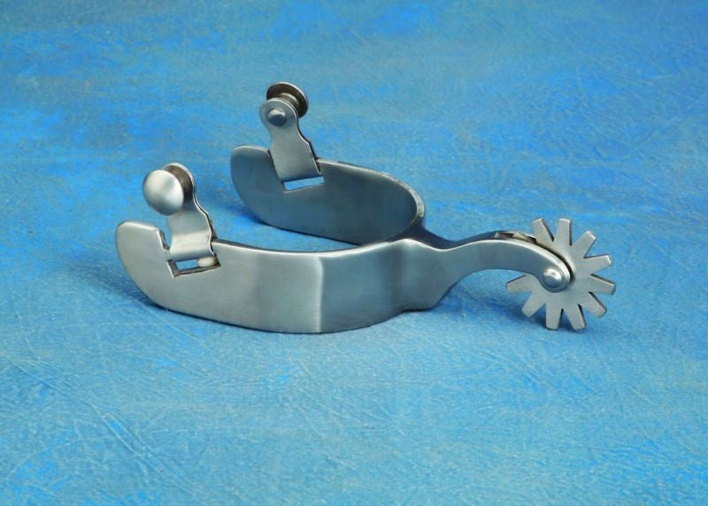 Colorado Saddlery Brushed Steel Red Desert Spurs
