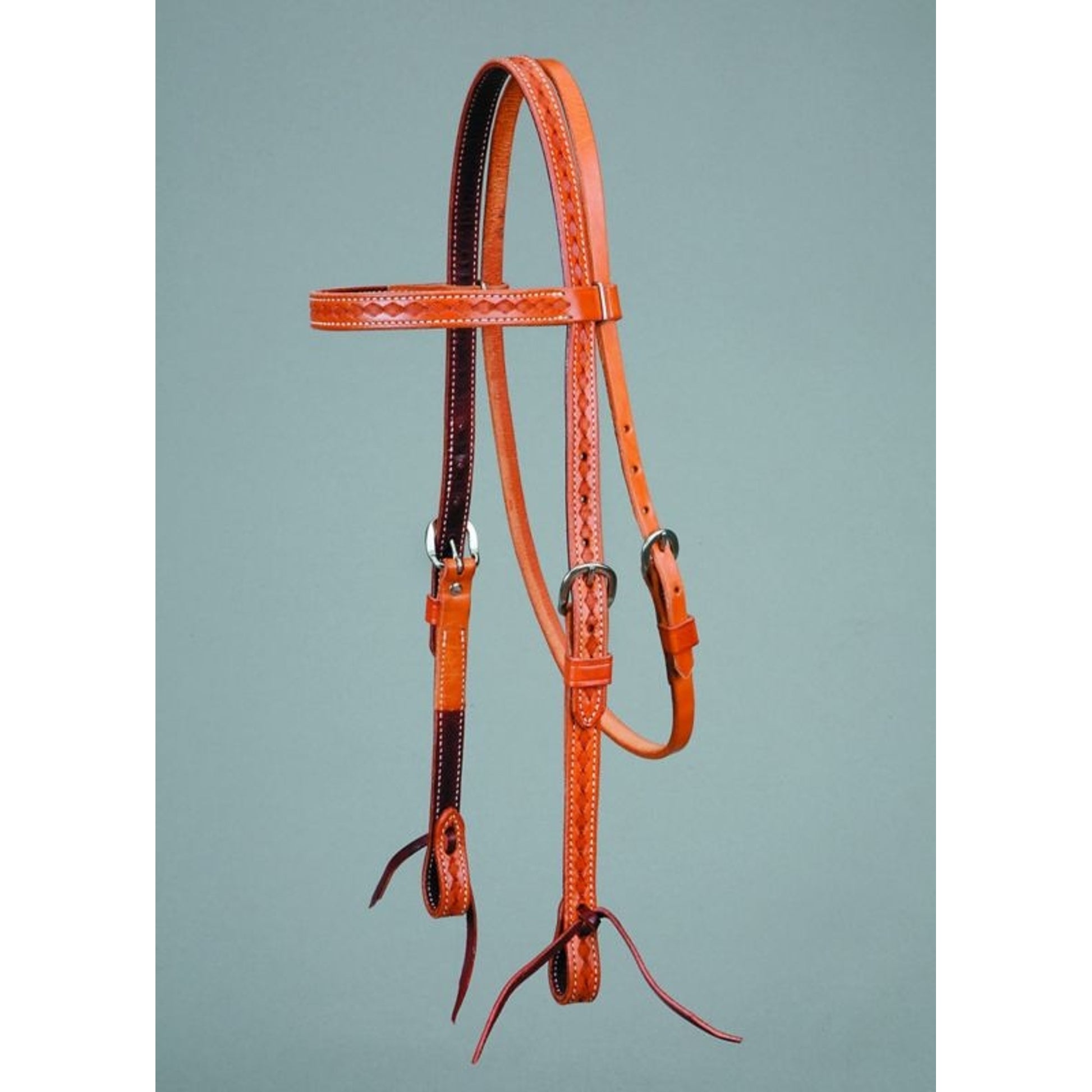Gold Border Tooled Browband HeadstallBrn