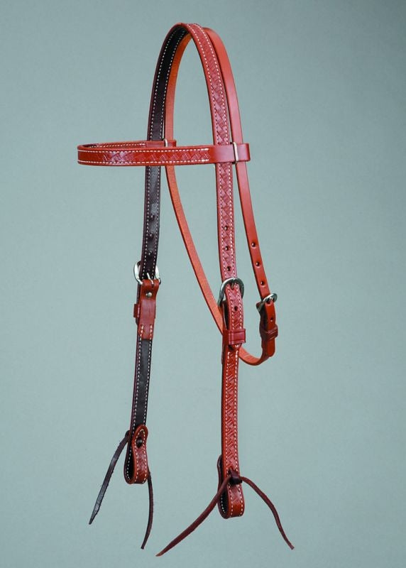 Oiled Basket Stamped Browband Headstall 3/4
