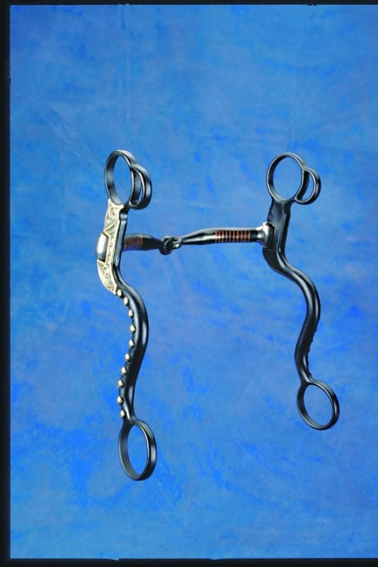Gun Metal Overlay S Cheek Snaffle Bit 5.125 Brn