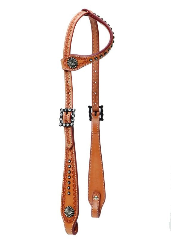 Starburst Slip Ear Headstall With Rhinestones Brn