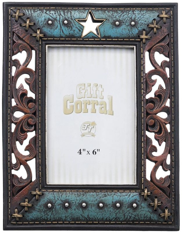 Leather Design Frame 4 x 6 Bk/Wh
